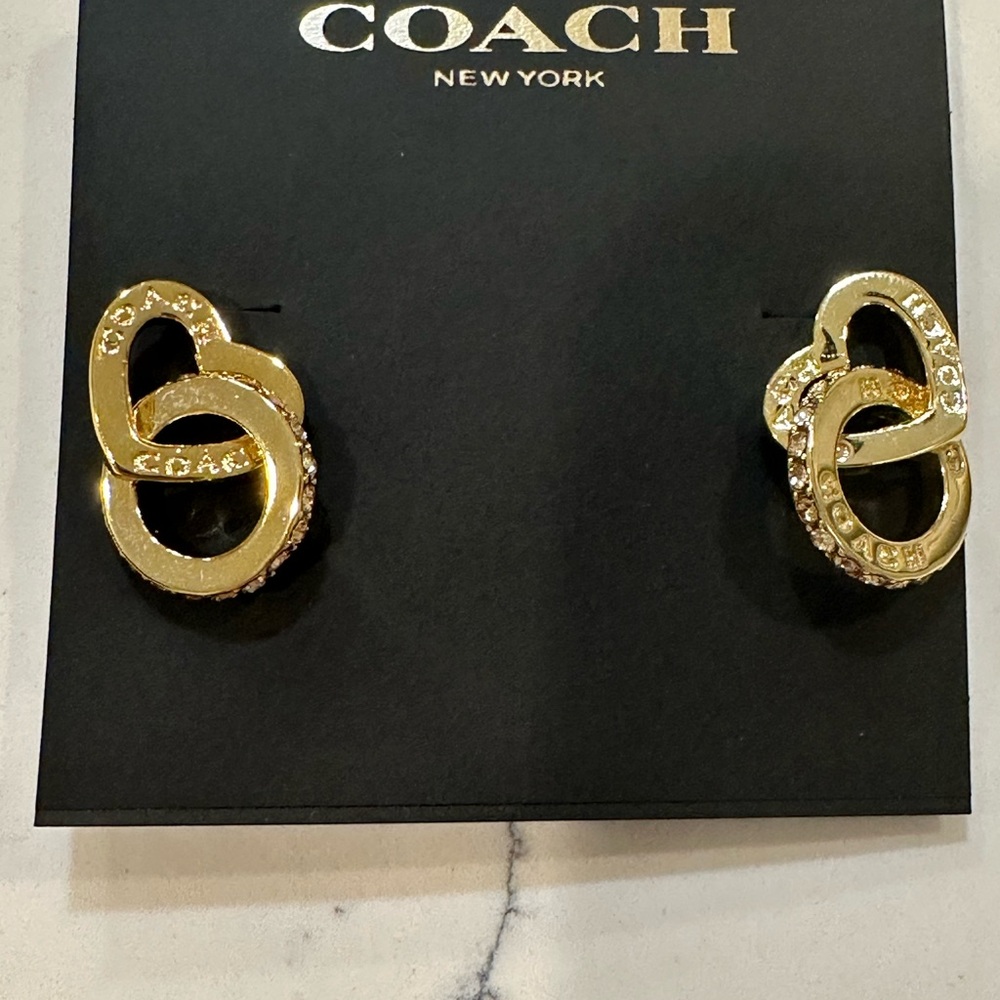 Coach Outlet Interlocking Open Circle Heart Earrings - Picture 2 of 5